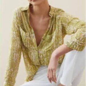 Pilcro The Romy Leilani Relaxed Buttondown Green Size M | Anthropologie